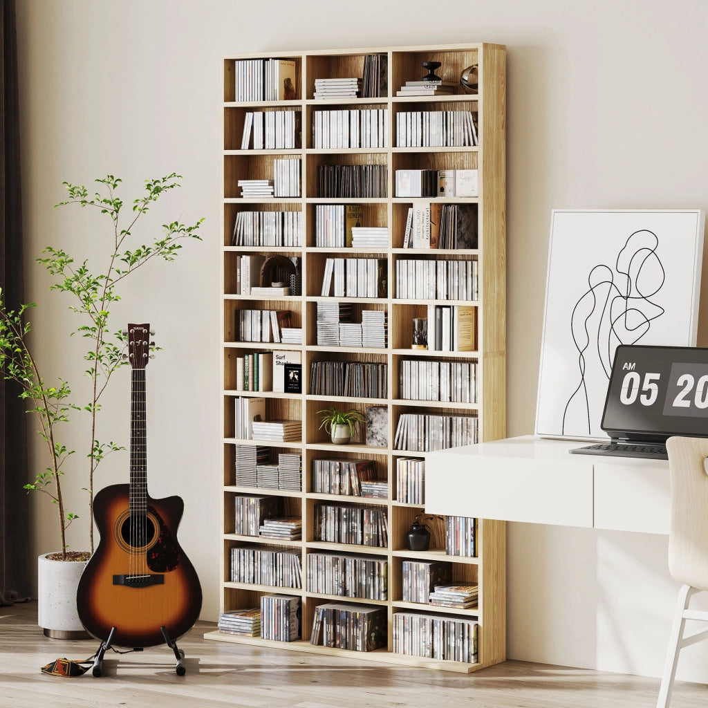 Libreria CD DVD ¨C Minimal ¨C Rovere 36 scomparti ripiani regolabili