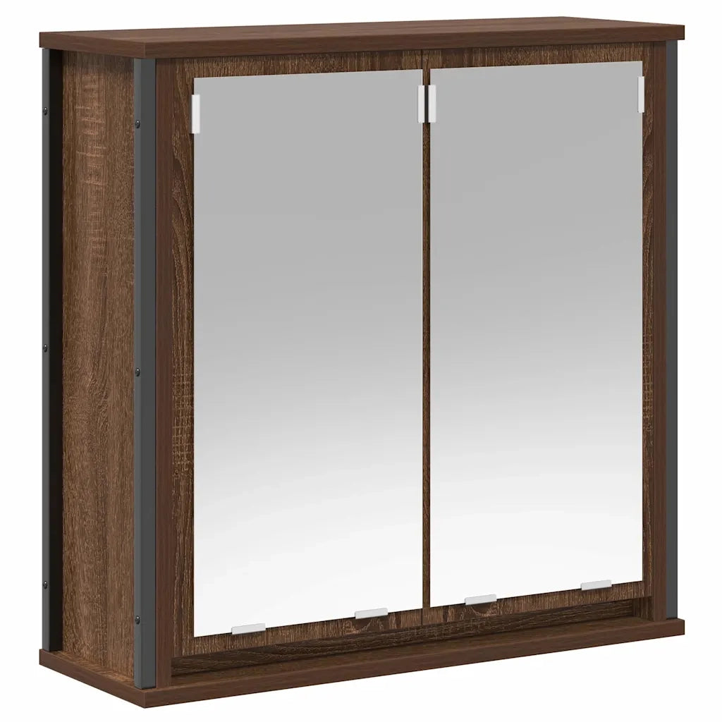 Pensile da Bagno | Armadio da bagno con Specchio Rovere Marrone 60x21x60 cm