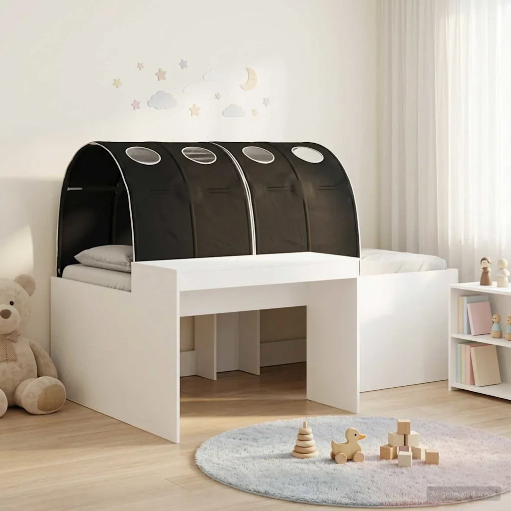 Letto con Tunnel 4 pcs Rovere Artigianale e Nero