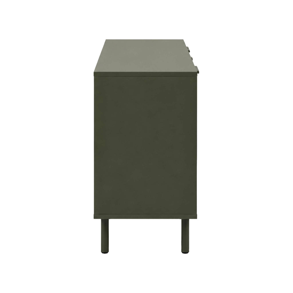 Credenza decorativa in legno e metallo 4 ante, 160cm, verde kaki