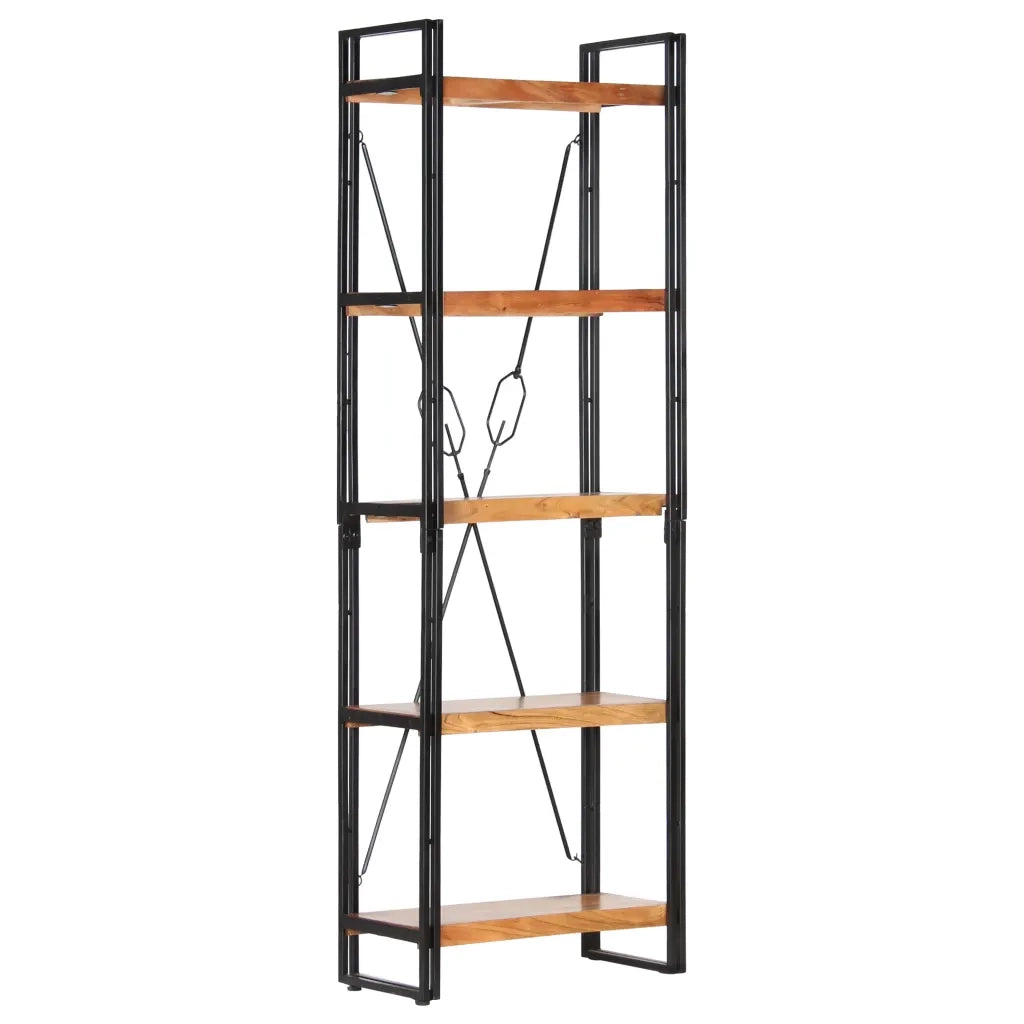 Libreria a 5 Ripiani-Scaffale per Libri-Mobile di Stoccaggio 60x30x180 cm in Legno Massello di Acacia