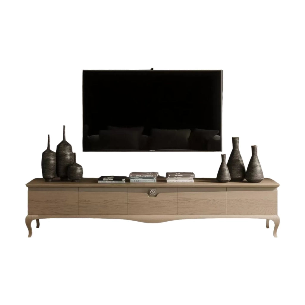 Mobile porta tv in legno 5 cassetti in frassino l.247 p.50 h.52 - Mobili 2G