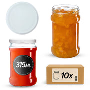 KADAX 10x Barattoli per Conserve 315ml Barattolo di Vetro Marmellata di Miele + Tappi Fi66