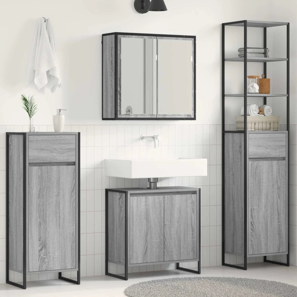Set di mobili per il bagno Grigio Sonoma Legno multistrato