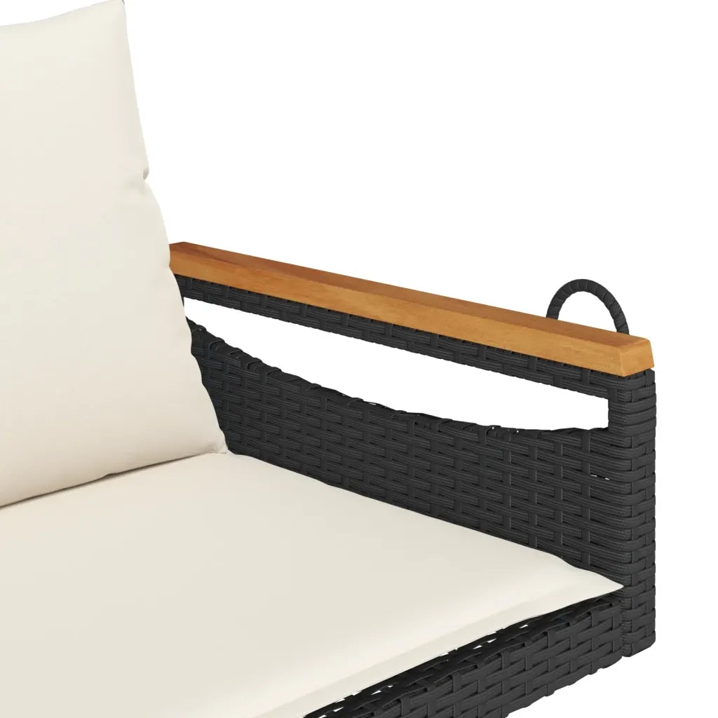 Panca da Giardino | Panchina a Dondolo con Cuscini Nera 109x62x40 cm in Polyrattan