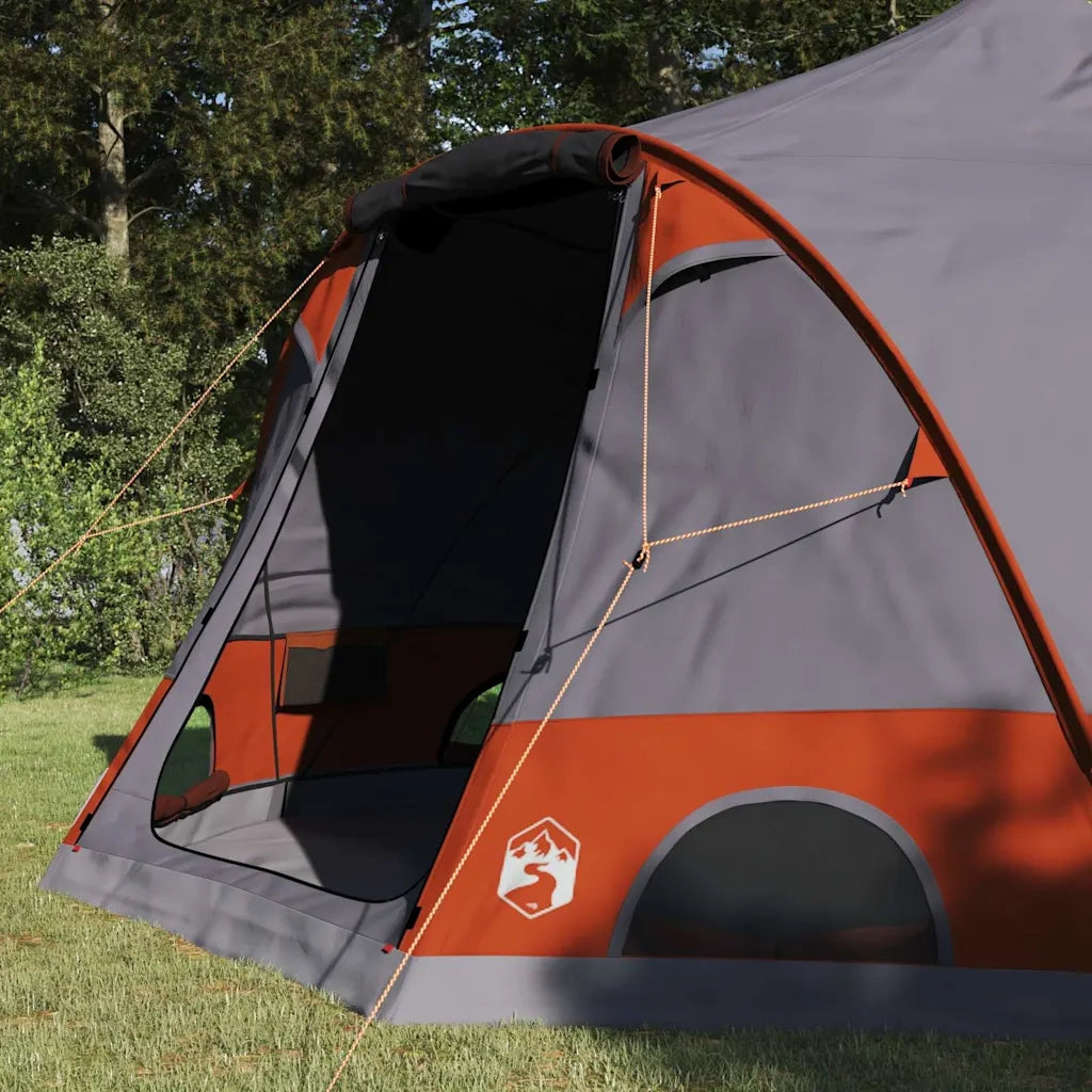 Tenda a cupola per 4 persone con tetto-Tenda da campeggio Grigio e arancione 329887