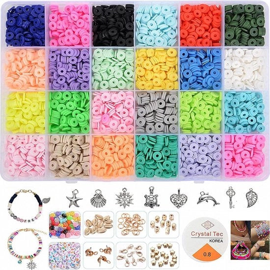 Paketti di Collane per Bambini - Set di Bracciali da Fai da Te - Perle per Intrecciare - Gioielli Fai da Te - Set di Cordoni - Gioielli per Bambini - 4000 pezzi - 24 colori