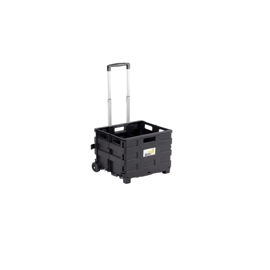 CARRELLO PIEGHEVOLE CON CASSA IN PLASTICA E RUOTE 38X33X87H CM