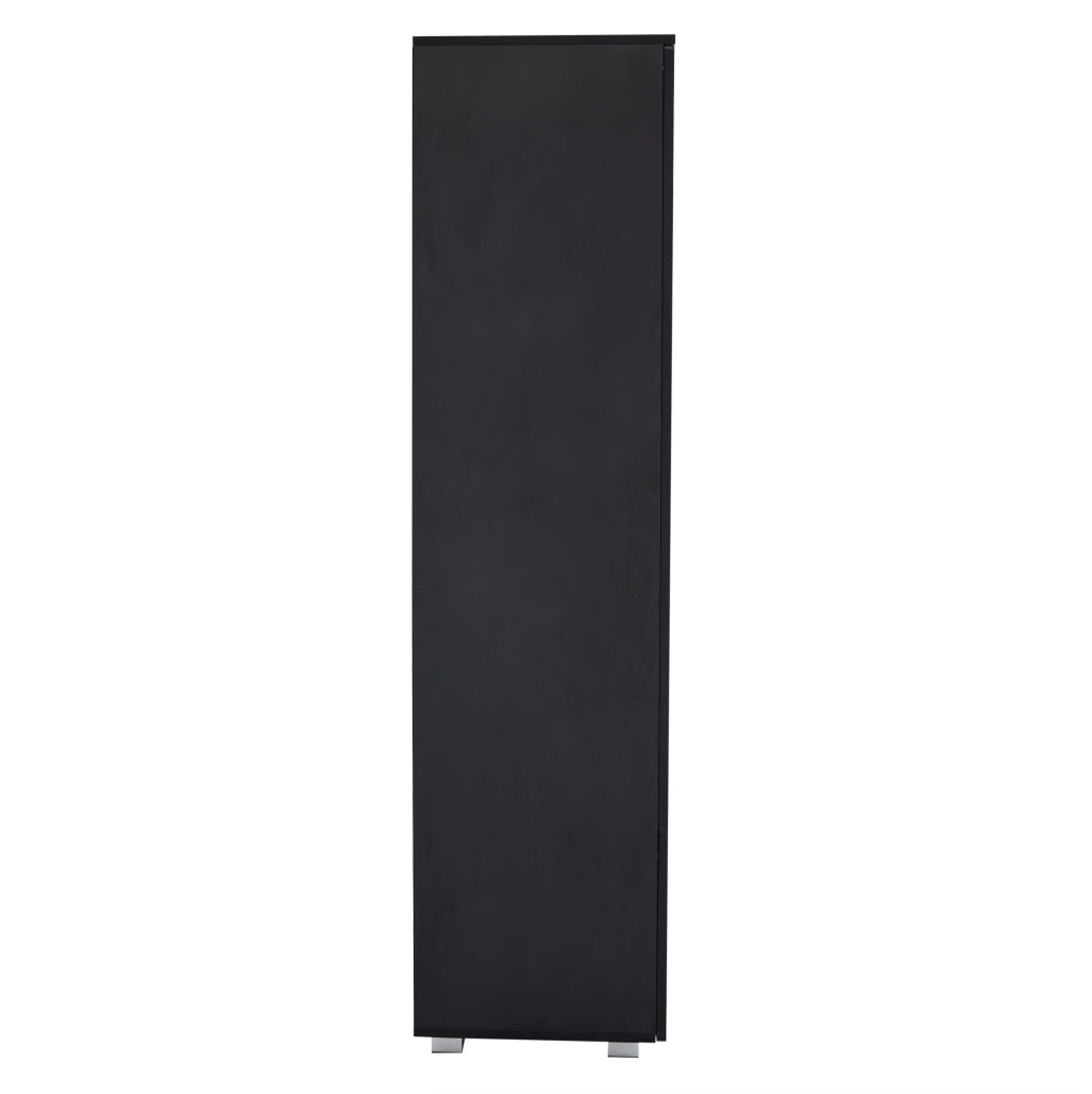 Vetrina alta nera lucida 40x50x160 cm con LED; ante in acrilico e ripiani in vetro temperato