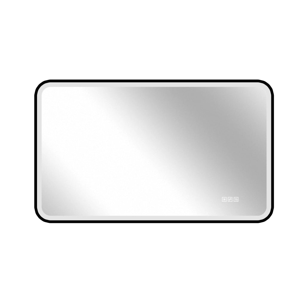 Specchio LED da bagno 70x90 cm nero, anti-appannamento, 3 tonalità, dimmerabile, IP44