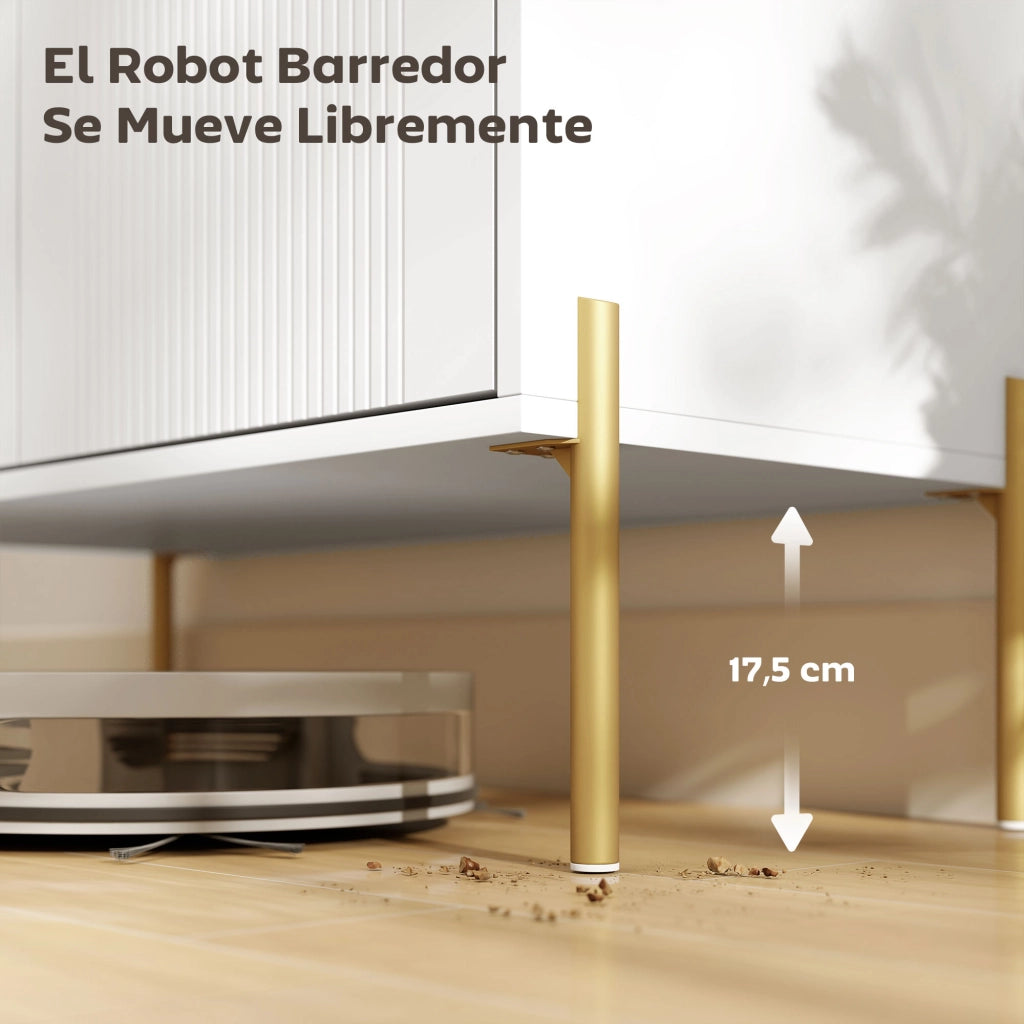 Cassettiera moderna con 2 ante e ripiani ¨C zephmum ¨C bianco effetto marmo 80x39.1x76 cm