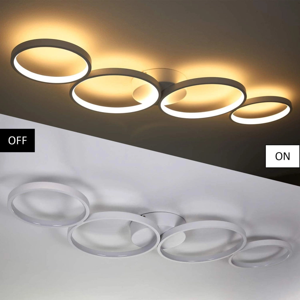 ZMH Lampada da soffitto LED moderna 4 anelli fiamma telecomando per soggiorno
