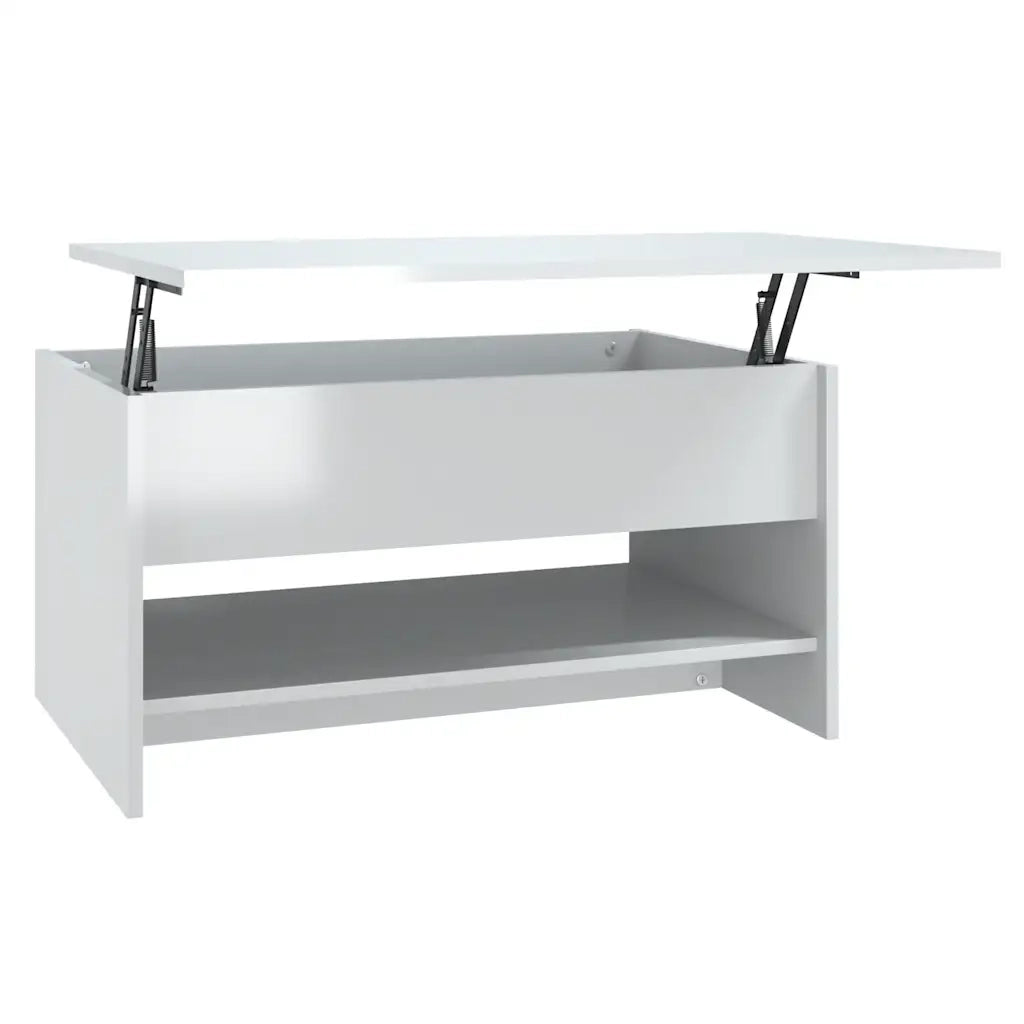 Tavolino da Salotto Bianco Lucido 80x50x40 cm Legno Multistrato