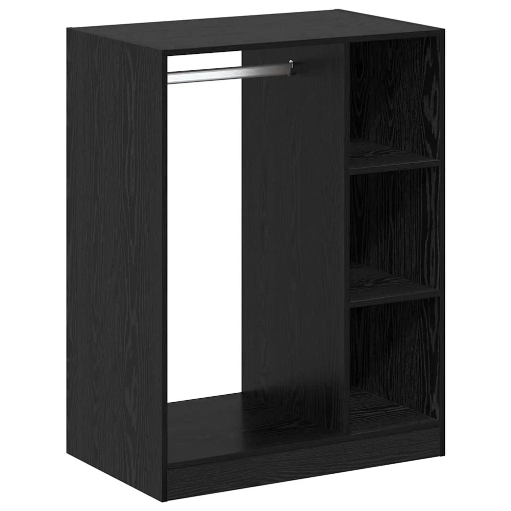 Armadio rettangolare moderno con 3 ripiani ampio spazio contenitivo interno in legno composito di rovere nero 02_0052520