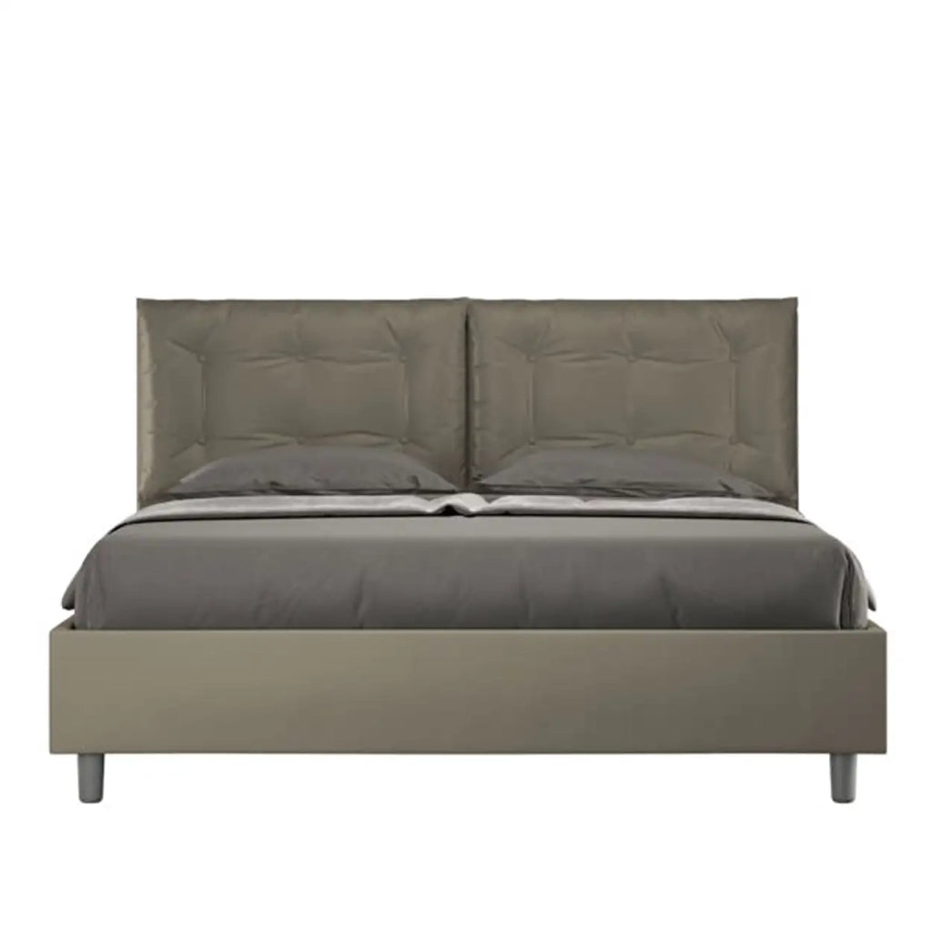 Letto matrimoniale senza rete imbottito 160x210 similpelle cappuccino Annalisa