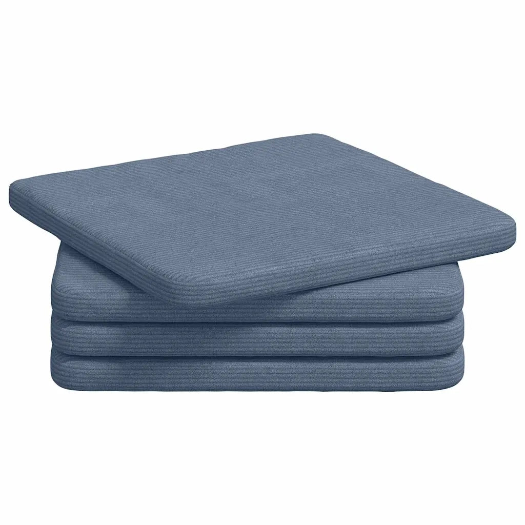Cuscini per Seduta 4 pcs Blu 40 x 40 x 3 cm Tessuto in Cords
