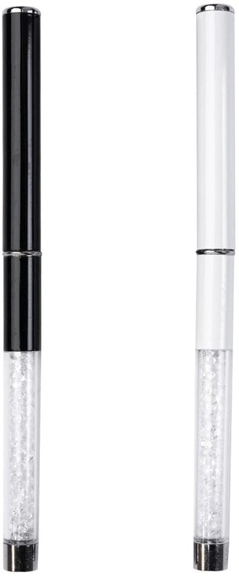 Set di pennelli da unghie artigianali - 2 pezzi - setole flessibili - manico con pietre preziose - pennello ombra - pittura e disegno - impugnatura comoda - pennello per unghie