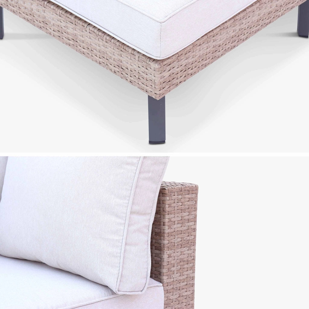 Salotto da giardino in resina intrecciata piatta, 5 posti, beige