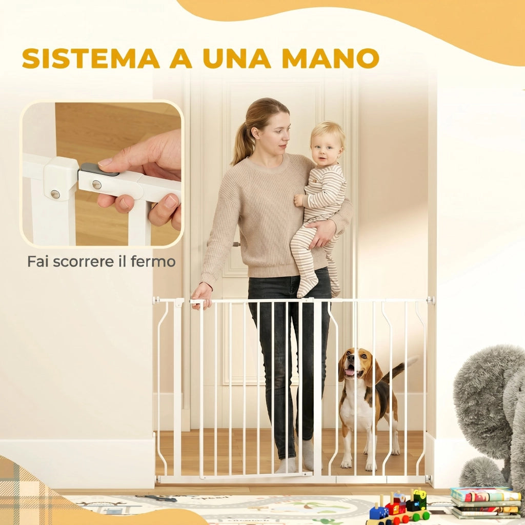 Cancelletto Sicurezza per Cani ¨C zephmum ¨C Acciaio e ABS, 75-115cm, Bianco