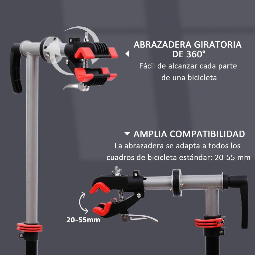 Cavalletto per Bicicletta Aggiustabile Girevole ¨C zephmum ¨C Nero 100x66x180 cm