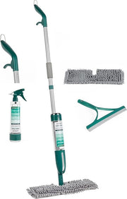 Aspirante e Asciugacqua per Pavimenti con Trattamento Antibatterico - Crea Disinfettante - Testa di Aspirante a Doppio Lato - Caricatore Riciclabile da 400ml - Incluso Miniaspiratore & Squeegee