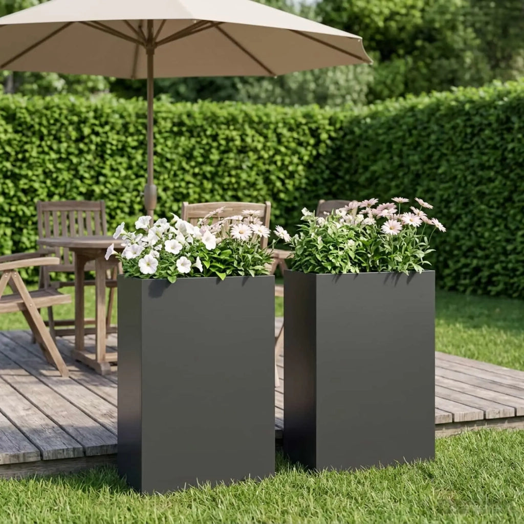 Vaso da giardino 2 pz Nero 50 x 20 x 75 cm 8005457