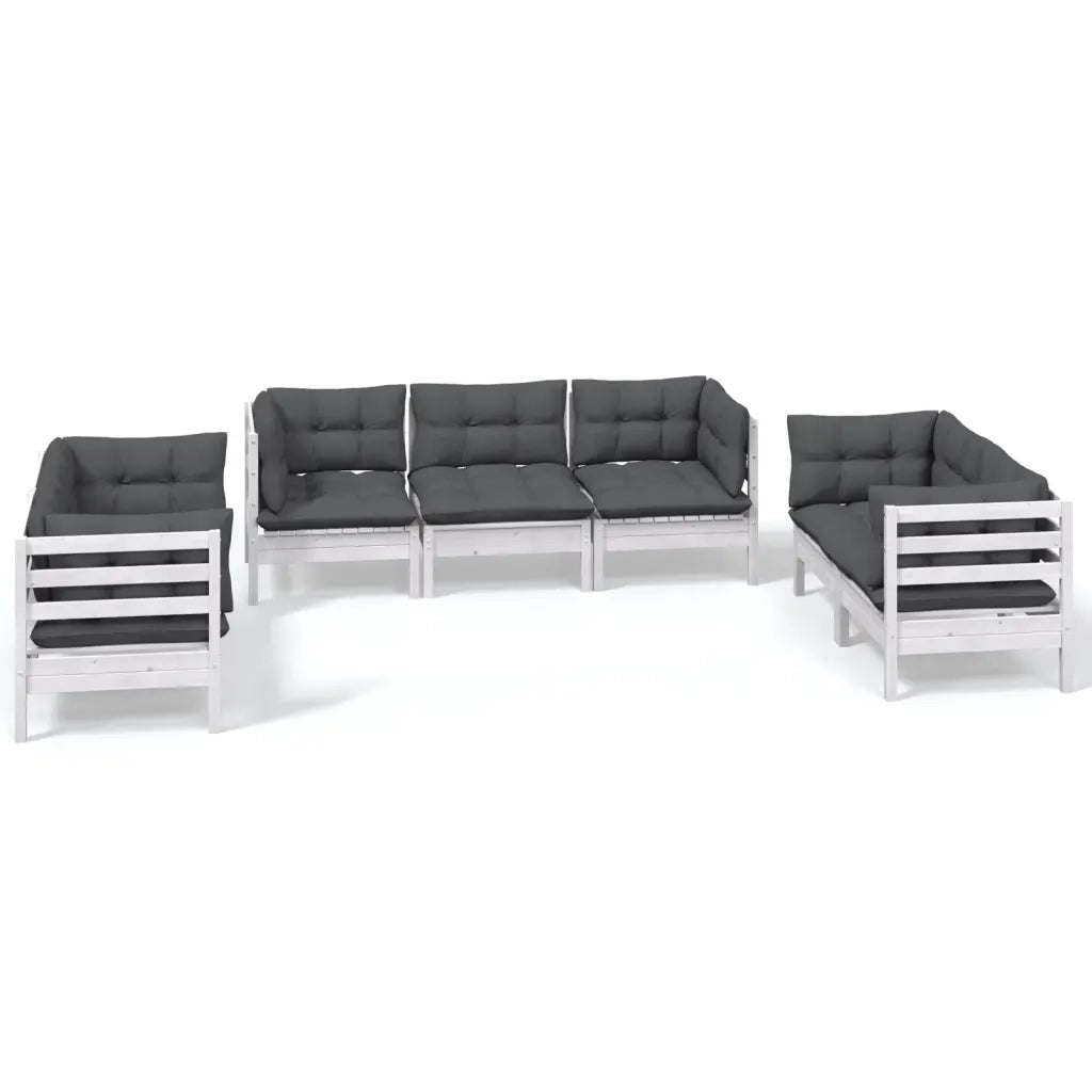 Set Salotto da Giardino 7pz con Cuscini Legno Massello di Pino 3096257