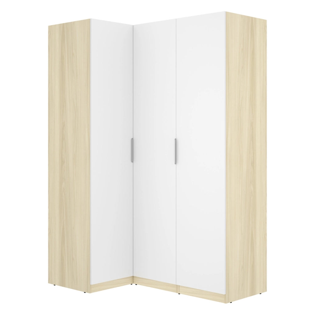 Armadio Camera da Letto Reeves, Guardaroba 3 Ante Appendiabiti, 95x142 cm Bianco