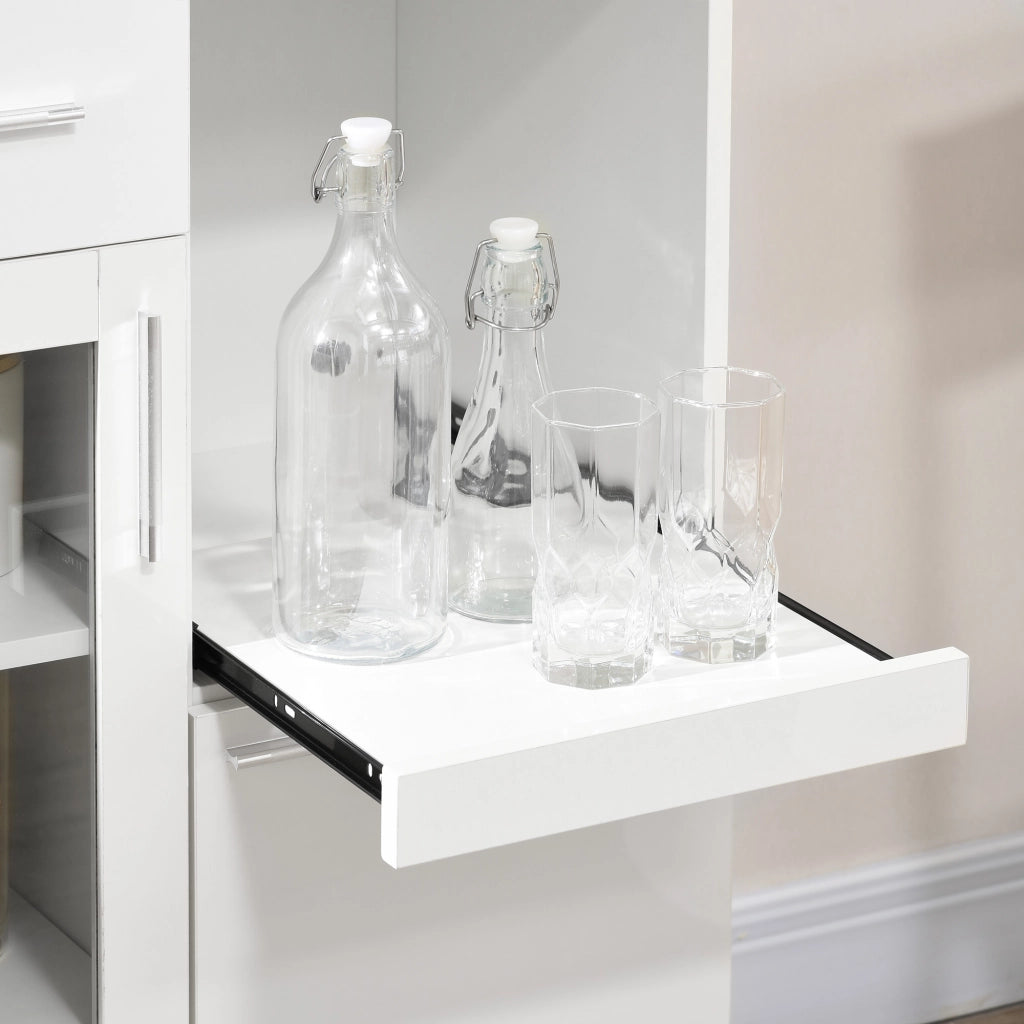 EasyComfort Credenza Moderna con Armadietti e Cassetto in Legno e Vetro, 60x40x95cm, Bianco