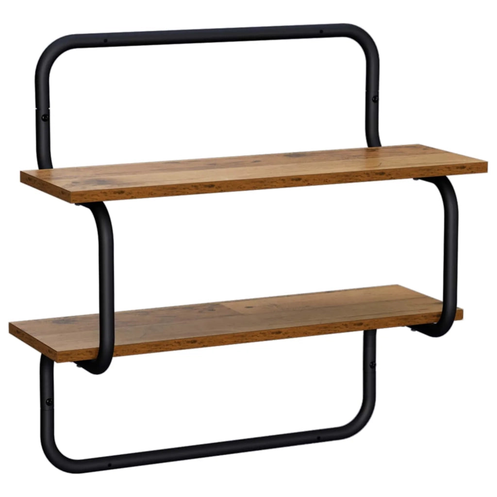 Mensola a muro a 2 livelli Legno antico 80 x 24,5 x 61 cm 8006101
