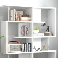Scaffale Libreria ad S 5 Ripiani Design Moderno Soggiorno, Ufficio, Salotto, Legno, Bianco, 120 x 28.6 x 160 cm