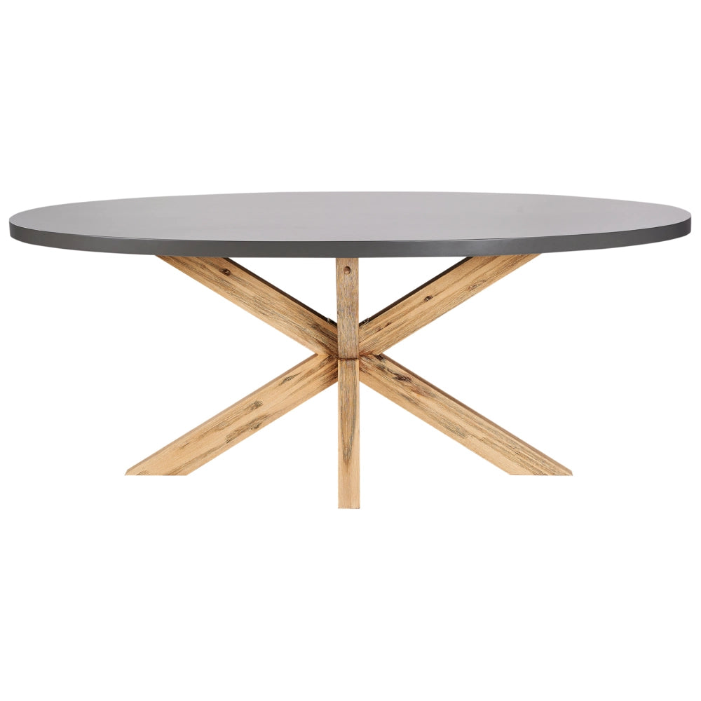 Set da pranzo da giardino con 6 sedie Grigio e Beige Legno chiaro Cemento Acacia 190 x 100 cm Mobili da giardino