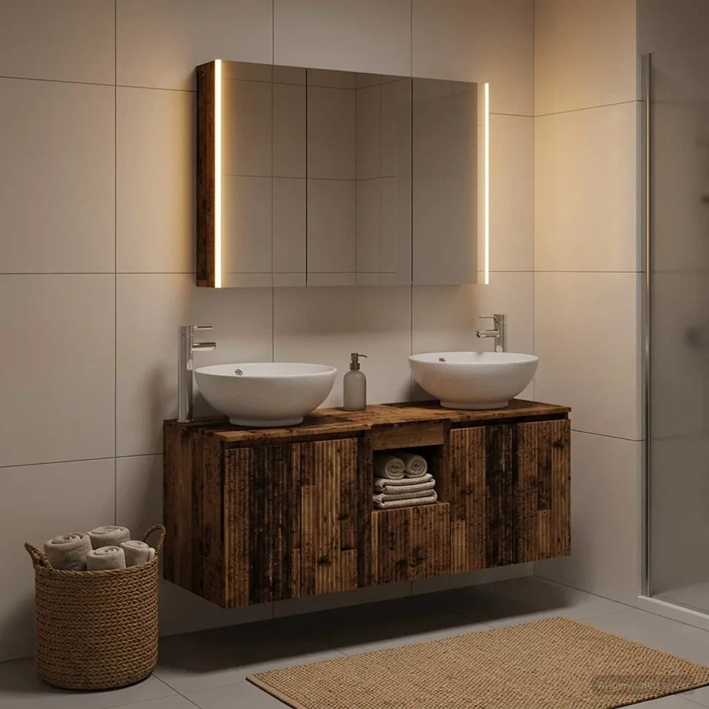 Set di Armadi da Bagno 4 pcs Legno antico Legno ingegnerizzato 3406509