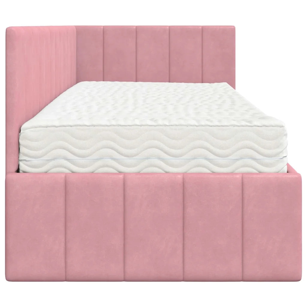 vidaXL Cornice del letto ad angolo Rosa 80 x 200 cm Velluto