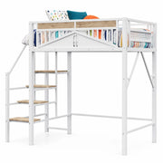 LETTO a soppalco 140x200 cm bianco in metallo e legno