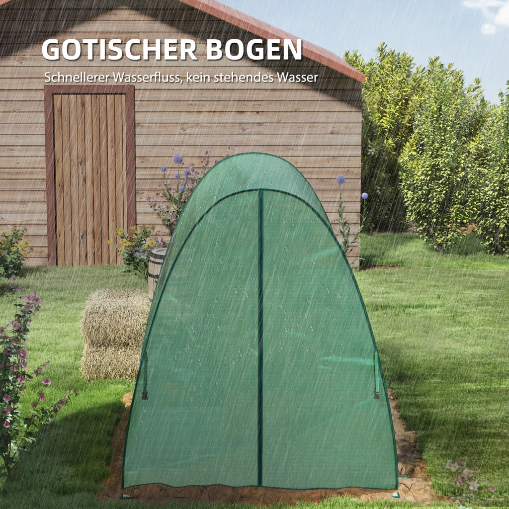 Serra ad arco con sacchi di sabbia e copertura in plastica, 2 porte a rullo, finestre a rete, portatile ¨C zephmum ¨C Verde 180x180x200 cm