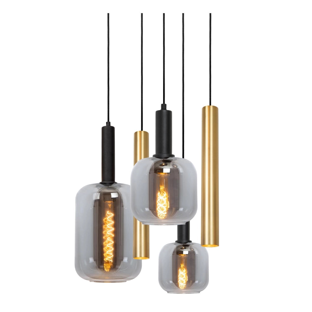 Lampada a sospensione JOANET nera oro 4xE27 2xGU10 Lucide