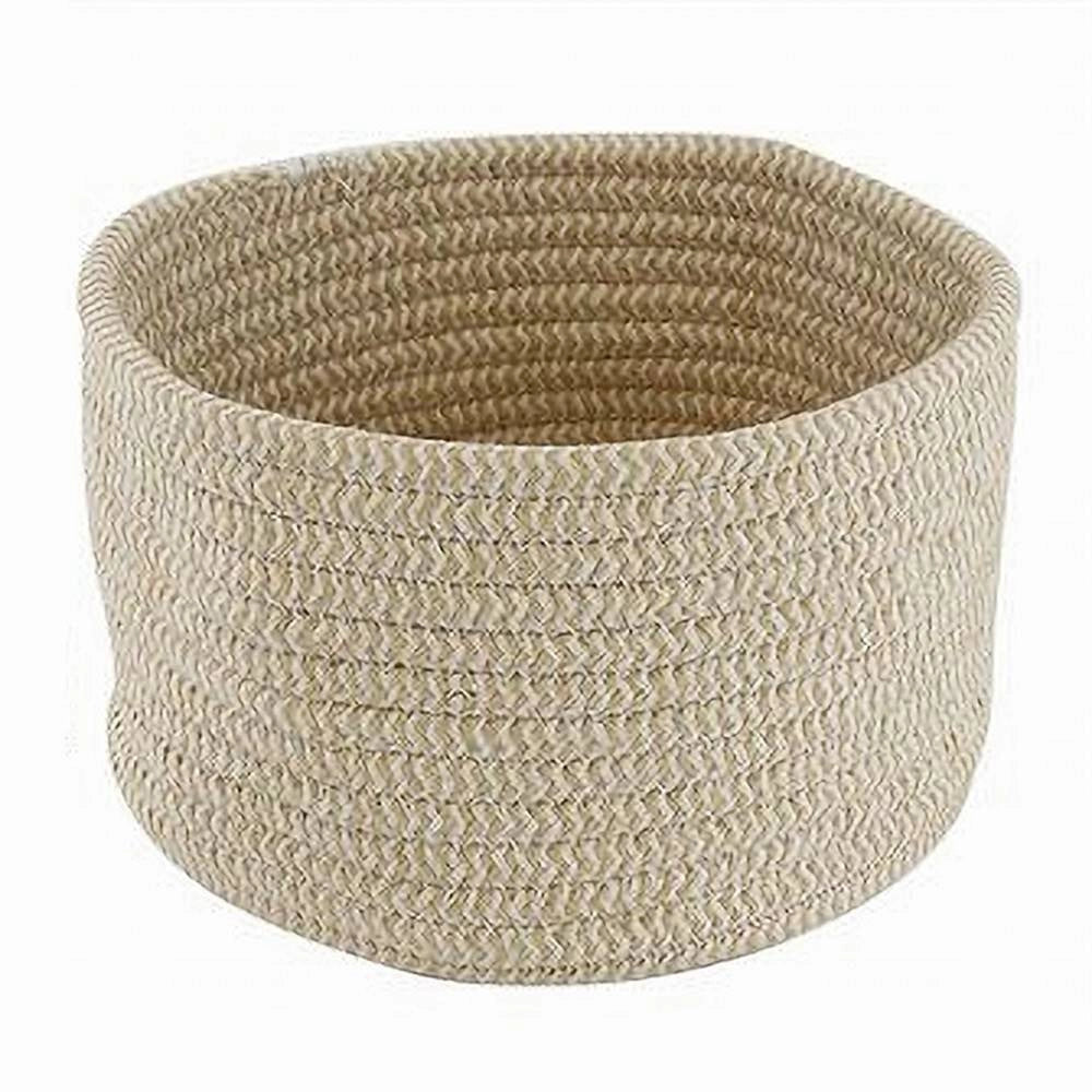 Trade Shop - Cestino Porta Oggetti Cesto In Tessuto Intrecciato Rotondo Casa 21x12.5 Cm 10642 -