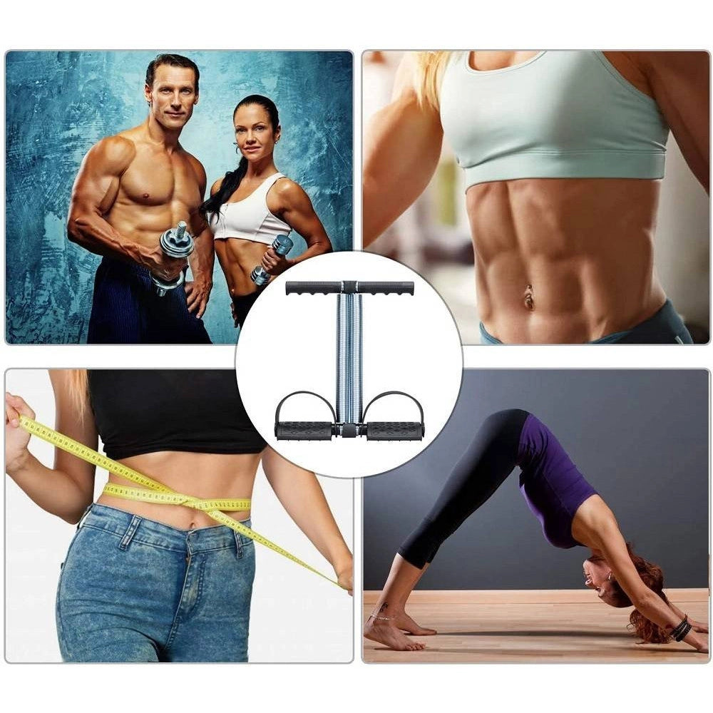 Trade Shop - Corda Elastica Con Doppia Molla Per Bodybuilding Fitness Yoga Allenamento Addome -