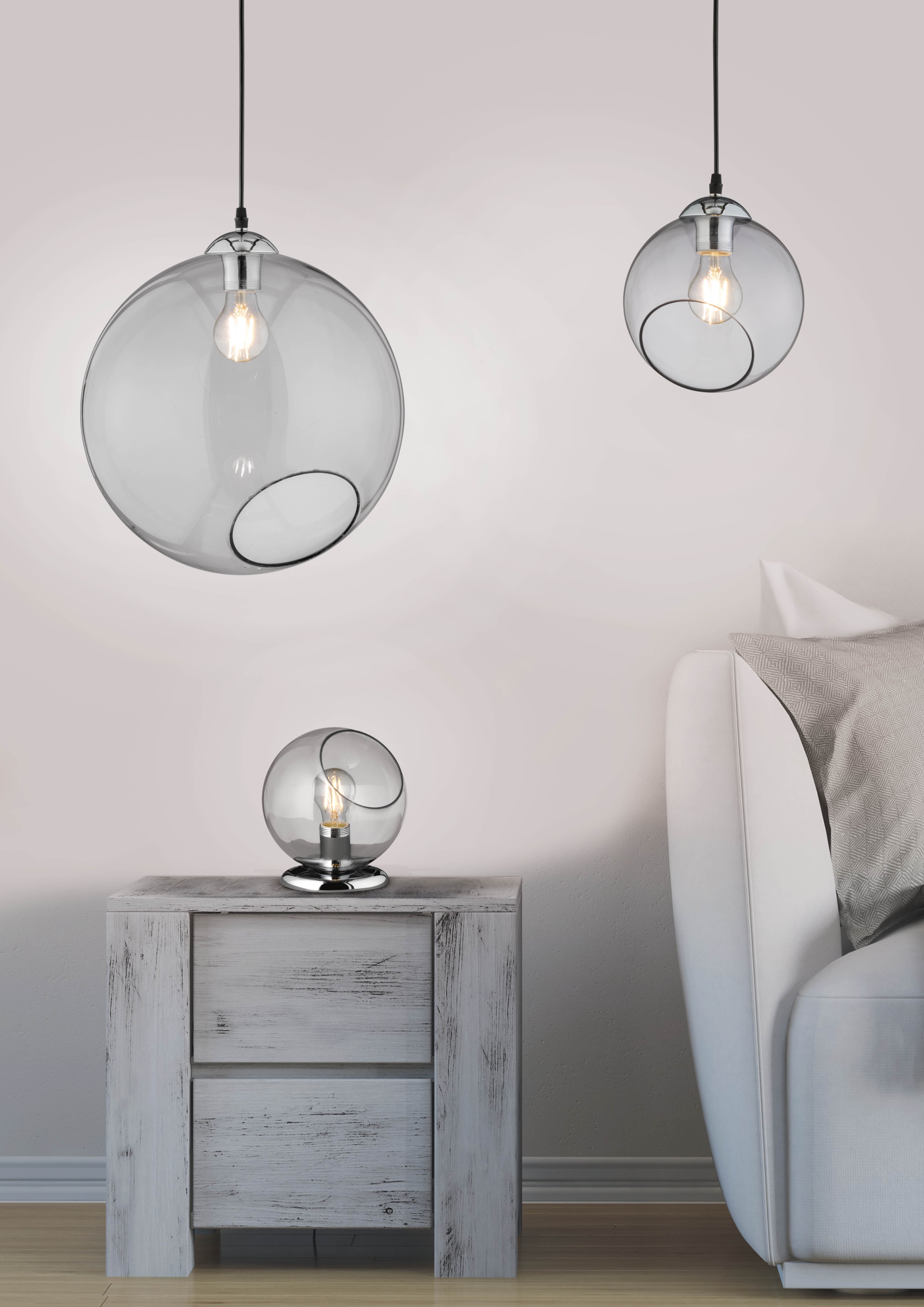 Lampada a Sospensione da Interno  E27 in Metallo Cromo