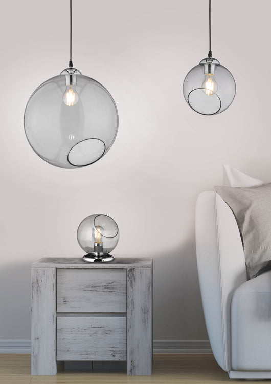 Lampada a Sospensione da Interno  E27 in Metallo Cromo