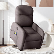 vidaXL Poltrona Alzapersona Massaggi Reclinabile Marrone Scuro Tessuto