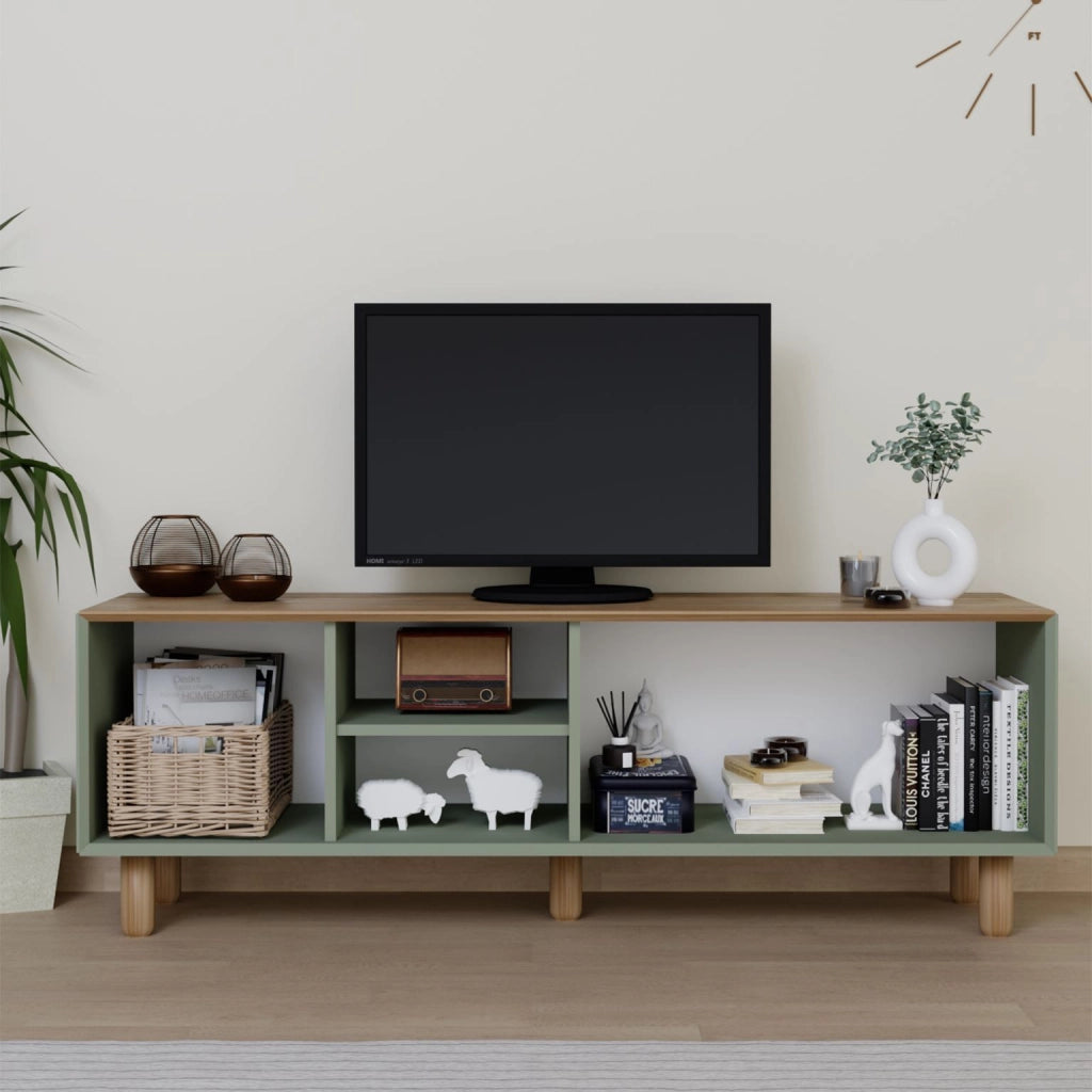 Supporto TV in legno "Mia" - 160 x 40 x 56 cm - Verde