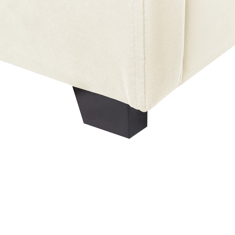 Letto contenitore matrimoniale rete a doghe velluto bianco sporco 160 x 200 testiera a conchiglia
