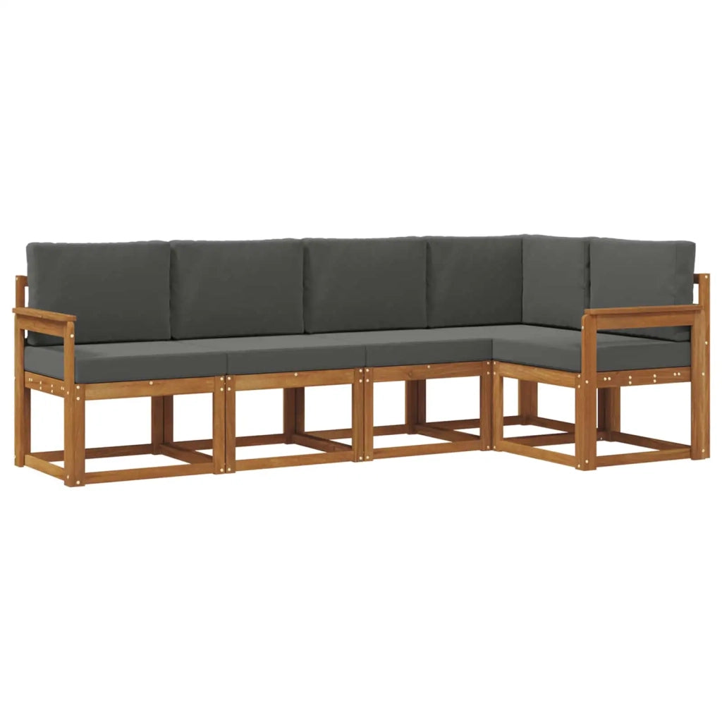 Set di divani da esterno con cuscino 5 pcs Naturale e Antracite