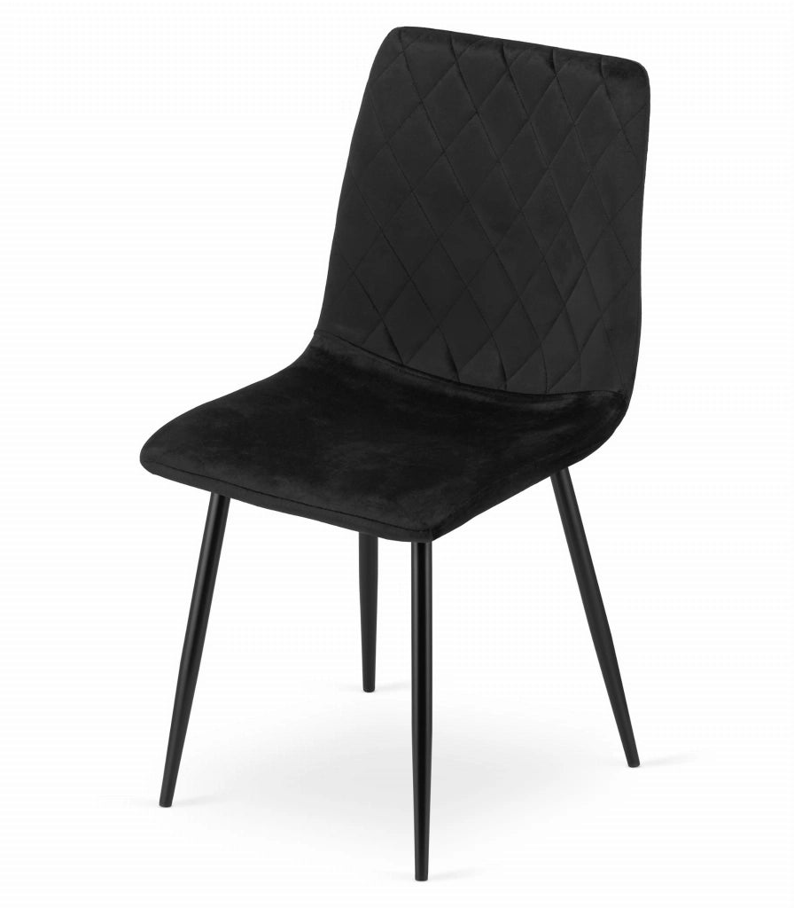 Sedia VALORA TURIN - Sedie da pranzo ergonomiche in velluto nero x2