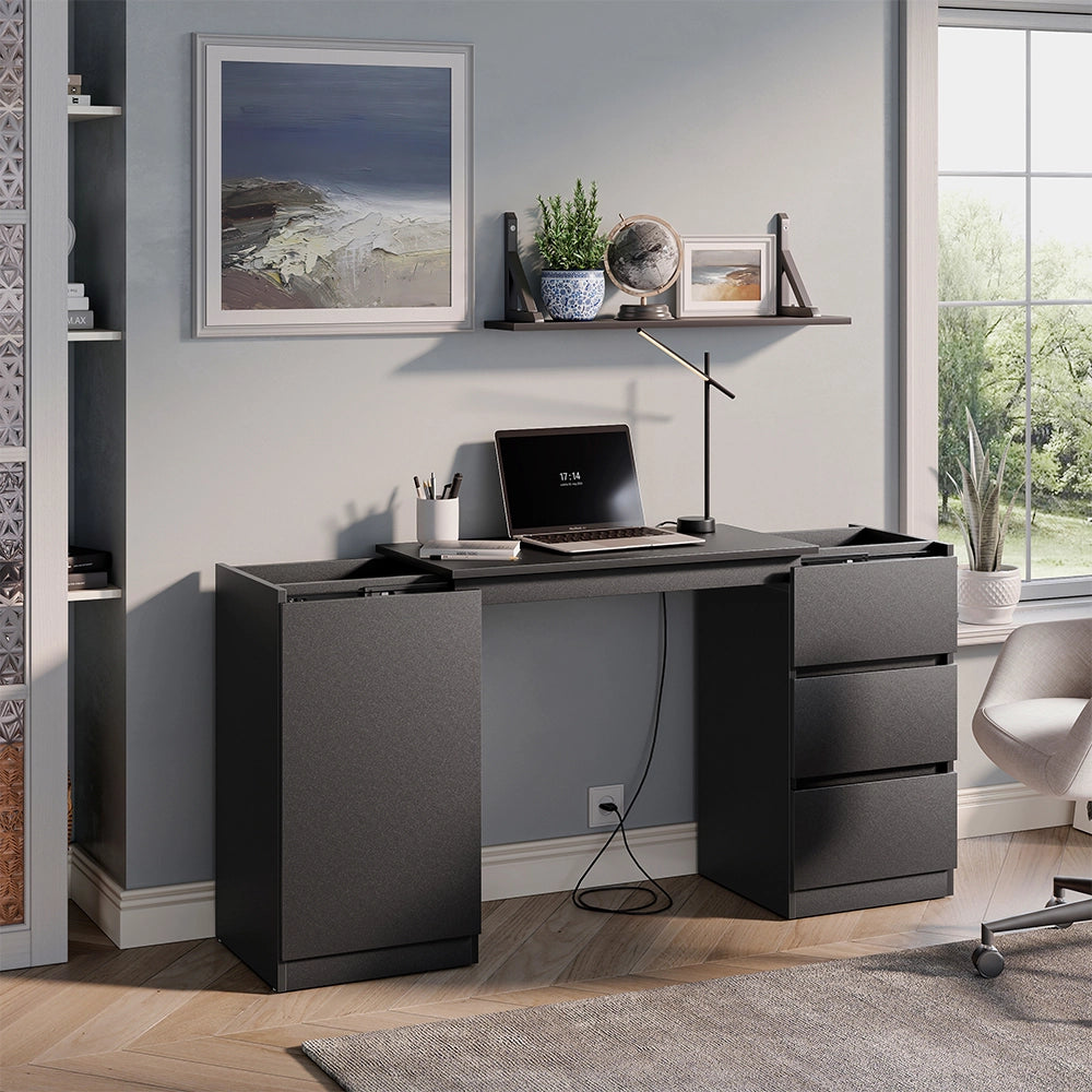 Cassettiera con funzione scrivania Varino Nero 80 x 75.5 cm estensibile Vicco