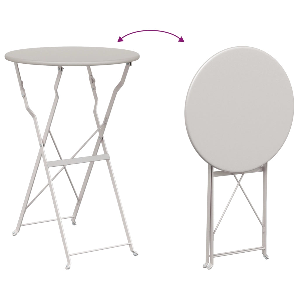 Set Bistro Pieghevole 3 Pezzi Beige in Acciaio di