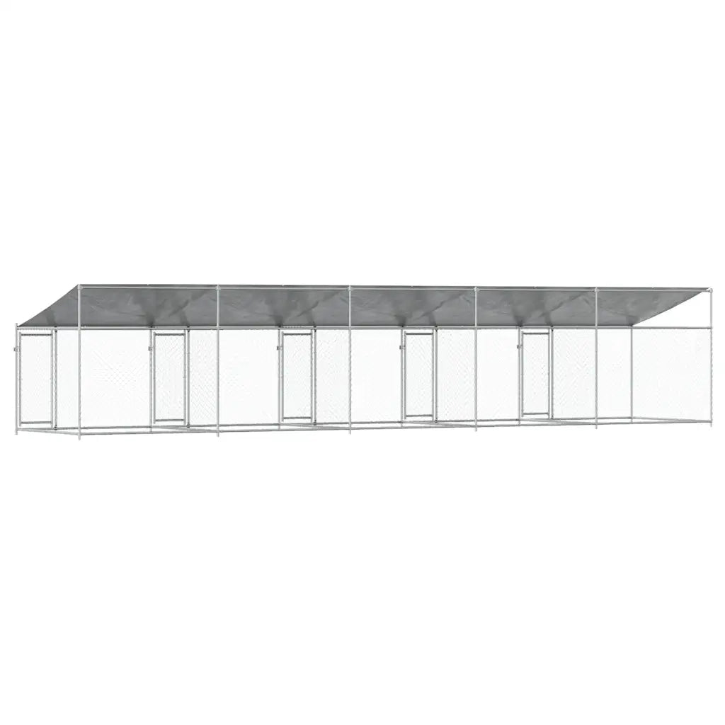 Gabbia Cani con Tetto e Porte Grigia 10x2x2 m Acciaio Zincato