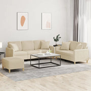 Set Divani 3 pz con Cuscini Crema in Tessuto 3202144